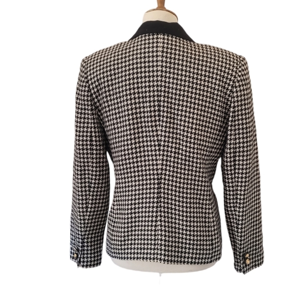 Vintage 80's Lord & Taylor Wool Houndstooth Double Breasted Blazer - Picture 4 of 7